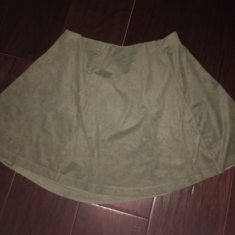 Olive green faux suede skirt